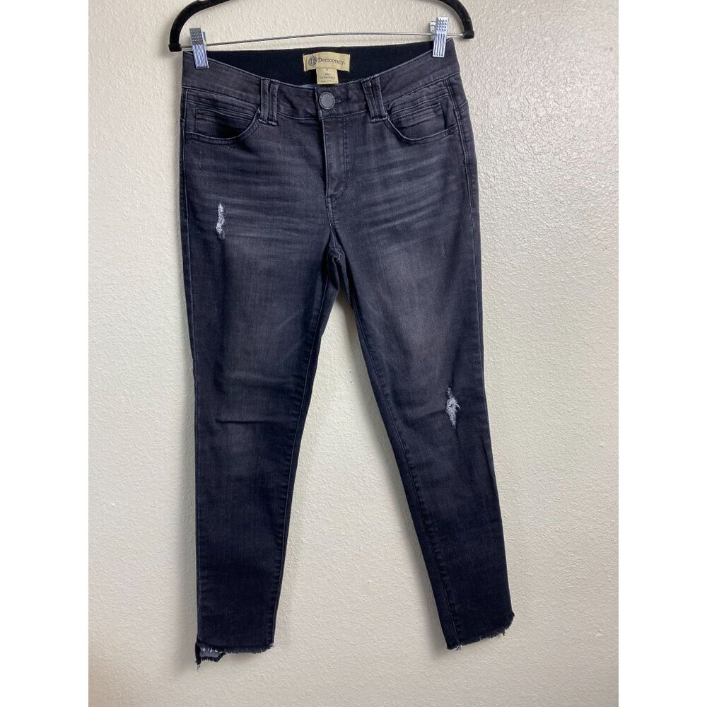 Democracy Black Ab Technology Womens Ankle Elastic Waist Denim Jeans size 4